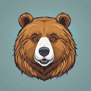 flat  logo of  animal "bear" colorful, bear head, animal zoo