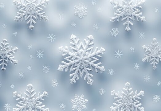 White snowflakes on a plain white or blue background