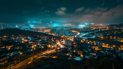 Fototapeta na wymiar The city lights at night view.