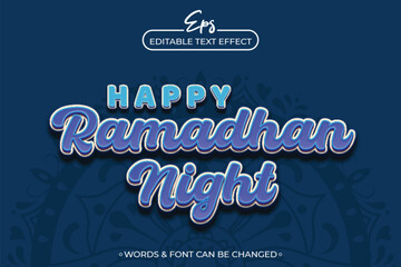 Happy ramadhan night editable text effect template