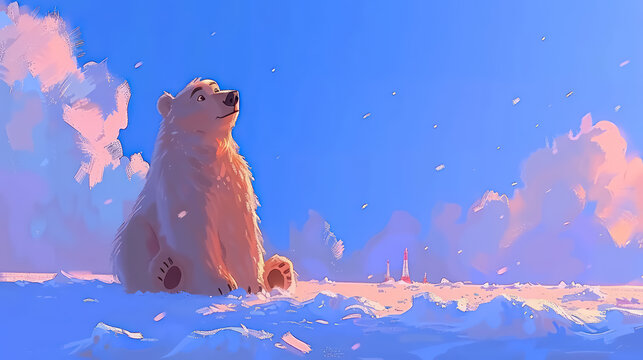 Polar bears stranded on a melting ice floe