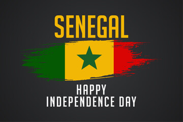 Senegal Independence Day With Grunge Flag Vector Banner Background.