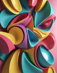 Set of abstract shapes in different colors, 3d render