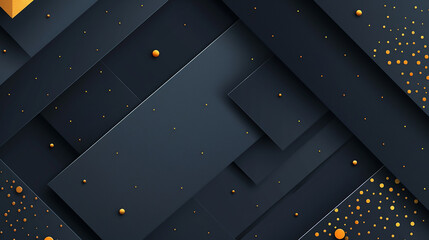 Black paper layers with vector geometric shapes and golden dots.