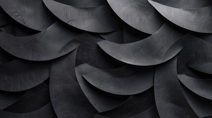 Carbon sliced shapes on black paper with elegant decoration. - obrazy, fototapety, plakaty