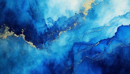 Arrière-plan abstrait peint bleu avec texture grunge liquide et fluide - obrazy, fototapety, plakaty