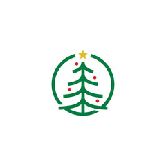 simple line Christmas tree or pine tree logo concept vector icon