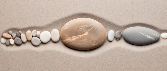 Fototapeta na wymiar Concept for balance, harmony and purity in Yoga mindfulness and buddhisme. Pebble art