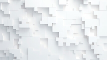 Random shifted white cube boxes block geometric puzzle background wallpaper