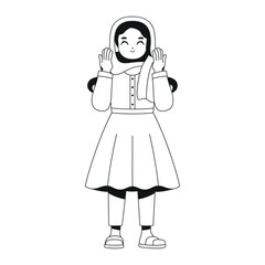 Vector Muslim Girl Praying Cartoon Ramadan Illustration Isolated