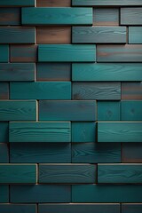 Dark teal wooden bricks wall, vertical composition