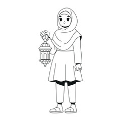 Vector Muslim Boy Praying Cartoon Ramadan Illustration Isolated