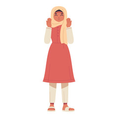Vector Muslim Woman Praying Cartoon Ramadan Illustration Isolated