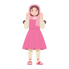 Vector Muslim Girl Praying Cartoon Ramadan Illustration Isolated