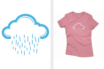 t shirt design of a cloud and rain in minimalist artwork