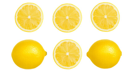 Lemon Illustration: Fresh Tropical Citrus Fruit Cut Out on Transparent Background, Top View 3D Digital Art for Summer Designs and Healthy Lifestyle Concepts.