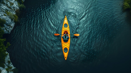 Active Water Adventures: Kayaking for Fitness and Fun in Nature's Playground. Generative AI - obrazy, fototapety, plakaty
