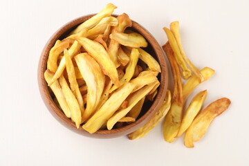 
Jackfruit chips or Chakka Varuthathu Kerala fried snacks food. Kerala tea time snack