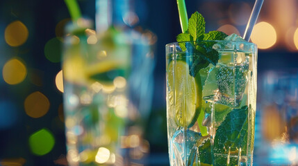 Close-up shots of expertly crafted cocktails, capturing the intricate layers of flavors and...