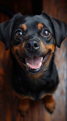 Obraz premium Radiant Smile: A Gleeful Pup Captured in a Moment of Pure Joy
