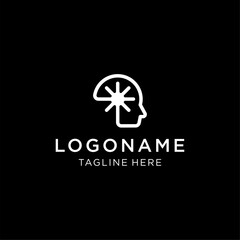 brain and head with mentality or mind logo concept vector icon