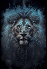 Poster Electric lion head. AI render