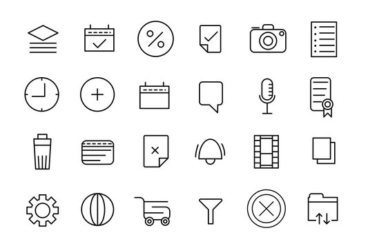 User Interface Essential Icon Set. Line Outline Icons. For App, Web, Print. UI UX Icon collection.