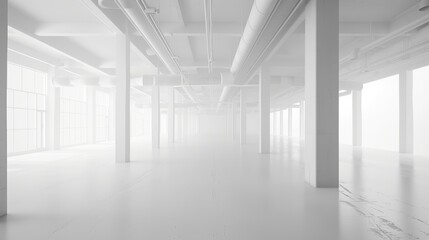 White room Industrial building or modern factory for manufacturing production plant or large warehouse, concrete floor clean condition and space for industry product display or industry background. - obrazy, fototapety, plakaty