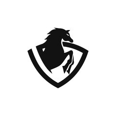 Horse and shield combination logo concept vector icon