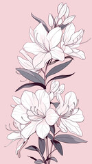 Background with pink and yellow leaves. AI generated art illustration.