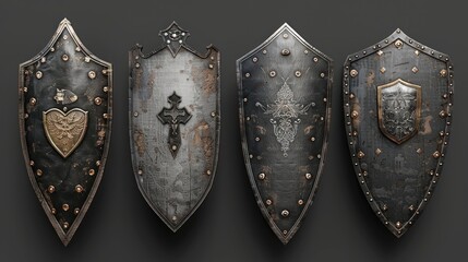 Metal Shield, Emblematic of the Chivalry and Valor of Knights of Old. Crafted from Steel and Adorned with Intricate Designs