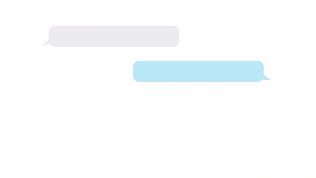 Icons of Chat with messages, bubble speech typing dialogue inside. Animation with copy space. Blue and gray color