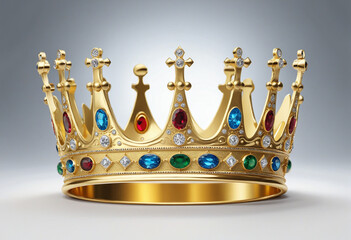 Isolated on white, a gold crown with gems. 