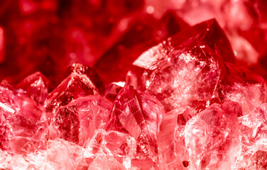 Amethyst red crystals. Gems. Mineral crystals in the natural environment. Texture of precious and...
