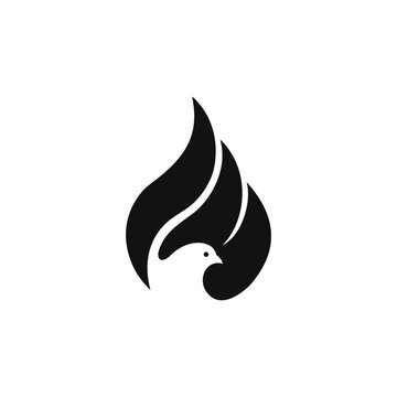 dove bird and flame logo combination vector icon