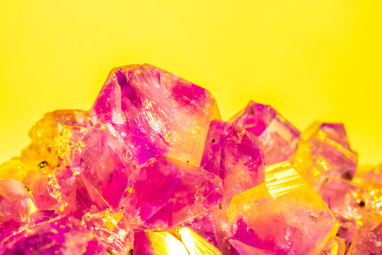 Multi-colored crystal mineral stone. Gems. Mineral crystals in the natural environment. Texture of precious and semiprecious stones. shiny surface of precious stone