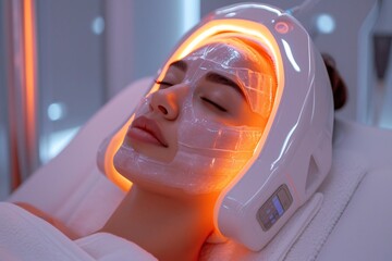 Advanced LED facial treatment being administered for skin care and rejuvenation
