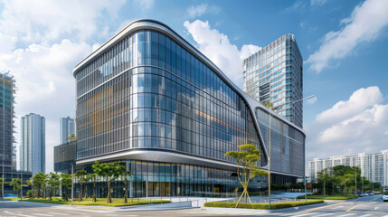 Office building in modern city, International corporations, Banks and office buildings.