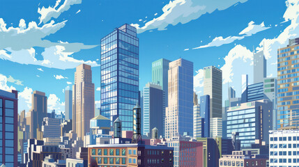 Fototapeta premium Skyscrapers in modern city, International corporations, Banks and office buildings.