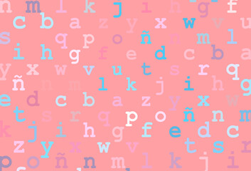 Light blue, red vector pattern with ABC symbols.