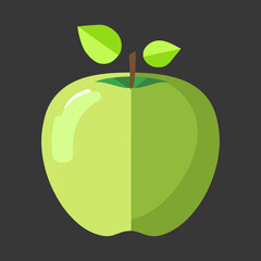 Flat logo vector apple fresh fruit icon isolated