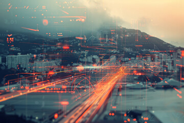 Naklejka premium Multi exposure urban scenery.