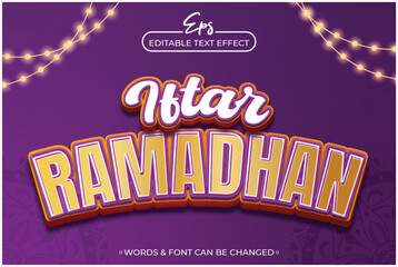 Iftar ramadhan editable text effect template