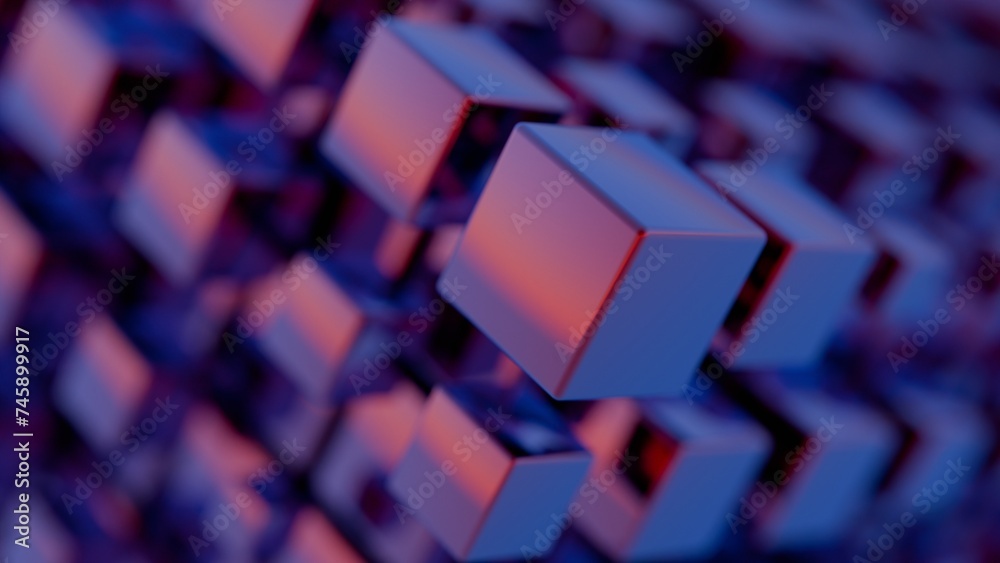 Aufkleber Vivid prismatic shapes morphing in 3D space, creating a visually enchanting and dynamic effect.