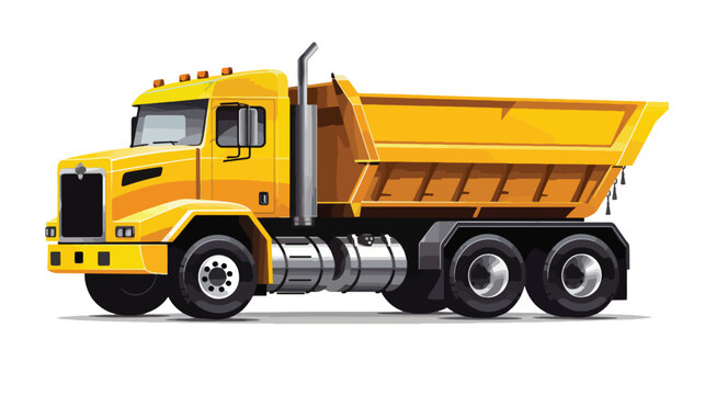 Dump Truck Flat Vector Illustration Isolated on White