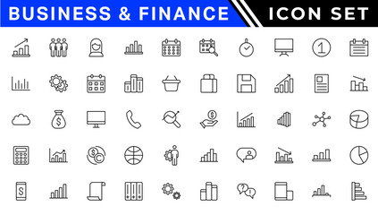 Fototapeta na wymiar Business and Finance web icons in line style. Money, bank, contact, infographic. Icon collection. Vector illustration