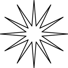 Fototapeta premium Minimalist line stars icon, twinkle star shape symbols. Minimalist silhouette stars icon set, twinkle shining star shape symbols, icons, elements. Modern geometric sparkle silhouettes sign vector.