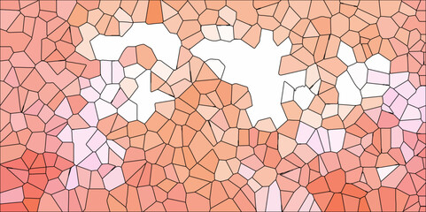 Abstract Seamless Multicolor Broken Stained-Glass Geometric Retro Tiles Pattern and Quartz Crystal Voronoi Diagram Background. For Artful Websites, Presentations, Brochures, and Social Media Graphics