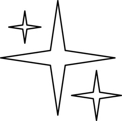 Obraz premium Minimalist line stars icon, twinkle star shape symbols. Minimalist silhouette stars icon set, twinkle shining star shape symbols, icons, elements. Modern geometric sparkle silhouettes sign vector.