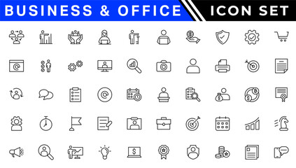Business and Finance web icons in line style. Money, bank, contact, infographic. Icon collection. Vector illustration